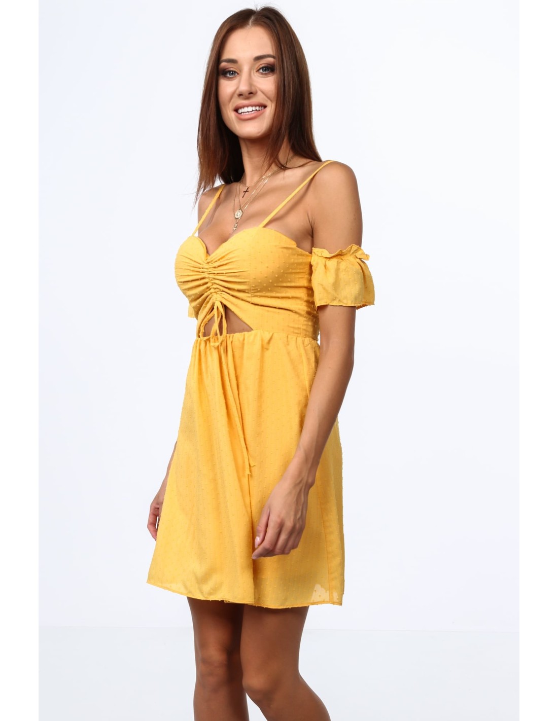 Honey dress with thin straps 1018 - Online store - Boutique